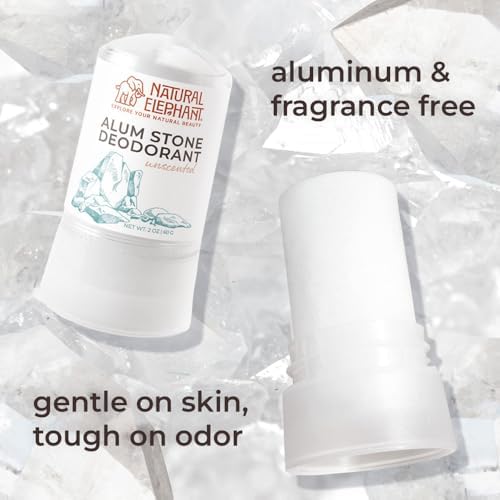 Natural Elephant Alum Stone Deodorant Stick 60g (2 oz) Natural Unscented Aluminum Free Salt Stone for Men and Women