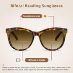 EASY READ Bifocal Reading Sunglasses for Women，Fashion Sun Readers UV400 Protection(Magnification 2.50, Turquoise)