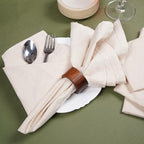 Marubhumi Cotton Cloth Dinner Napkins Set of 12, 18x18 Natural Premium Quality Mitered Corners Cotton Blend Wedding and Cocktail Napkins, Machine Washable (Cream)