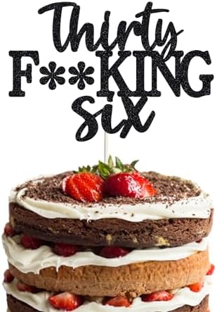 Happy 36th Birthday Cake Topper 36 Birthday Cake Toppers-Black Glitter, Funny 36th Cake Topper for Men,36 Cake Topper For Women, 36th birthday decorations,36th Birthday Cake Topper