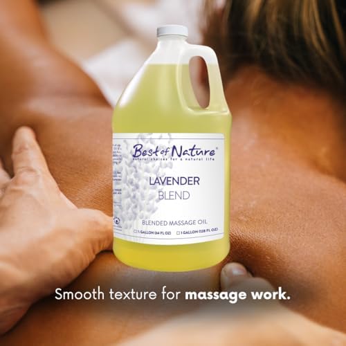 Best of Nature Lavender Blend Massage Oil - Non-Greasy Aromatherapy Massage Oil for Body, Skin & Face, Crafted with Pure Essential Oils, Gallon (128 fl oz)