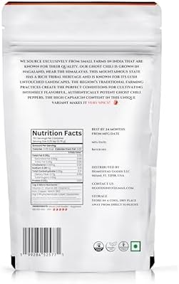 Homegrown Ghost Chili Powder 4 oz, Extremely Hot Spice, High Capsaicin Content, aka Bhut Jolokia, Premium Quality Spice, All-Natural, Non-GMO, Gluten-Free, 100% Pure Natural Ground Chili, Sourced from Nagaland in Northeast India