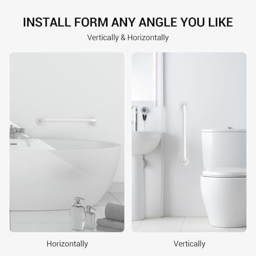 12 Inch Grab Bars for Wall White, Safety Shower Grab Bars for Seniors Elderly Handicapped, Handicap Grab Bars for Shower with Concealed Screws, Tesuchan