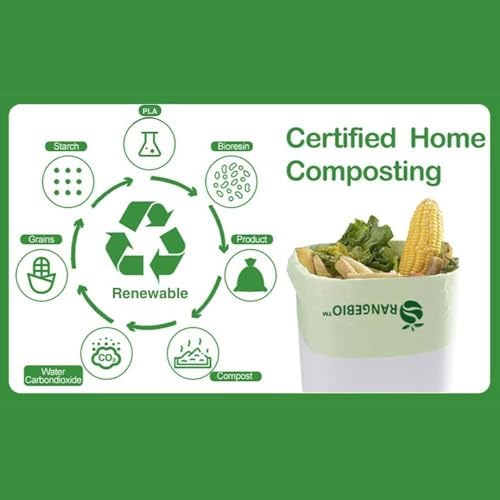 OrangeBio 6-8 Gallon Compostable Trash Bags, 100 Count, Kitchen Food Waste & Compost Bin Liners, Plant-Based Garbage Bags, BPI ASTM D6400 & TÜV OK Compost Home Certified