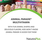 NaturesPlus Animal Parade Children's Chewable Multivitamin - 90 Animal-Shaped Tablets - Natural Assorted Flavors - Vegetarian, Gluten Free - 45 Servings