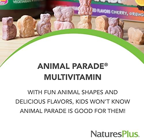 NaturesPlus Animal Parade Children's Chewable Multivitamin - 180 Animal-Shaped Tablets - Natural Assorted Flavors - Vegetarian, Gluten Free - 90 Servings