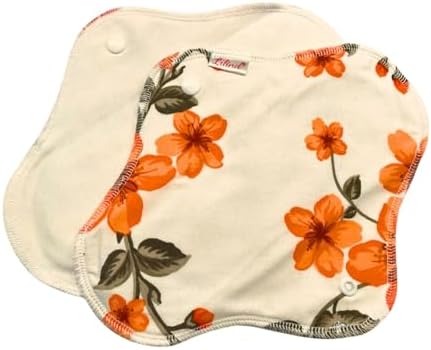 Lilind® 6 Pack Everyday 9" Regular Organic Cloth Pads on Random Color, Reusable Menstrual Sanitary Napkins, 100% Cotton