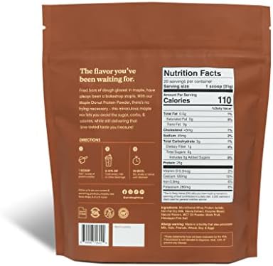 ProDough Gourmet Whey Isolate Hydrolized Protein Powder for Shake Mix- Easy Digest Enzyme Blend, 25g Protein per Serving, Natural Ingredients, Gluten Free, Keto Friendly (Maple Donut)