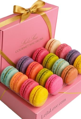 Leilalove Macarons - Mademoiselle de Paris Collections of 15 gourmet macarons Gift box varies in color - cookies are individually packaged for the perfect freshness