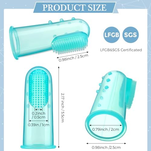 Zopeal 8 Sets Baby Finger Toothbrush Infant Toddler Training Teething Newborns Soft Silicone with 8 Boxes for Oral Habit Teething Tongue Cleaning Massaging Travel Gift Brush 0-6 and 6-12 Months
