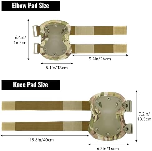 Qavctw Tactical Knee and Elbow Pads Set Protective Gear Knee Pads for Outdoor Sports Combat Paintball CS Cycling Skateboarding Skate Safety Guards Pads