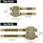 Qavctw Tactical Knee and Elbow Pads Set Protective Gear Knee Pads for Outdoor Sports Combat Paintball CS Cycling Skateboarding Skate Safety Guards Pads