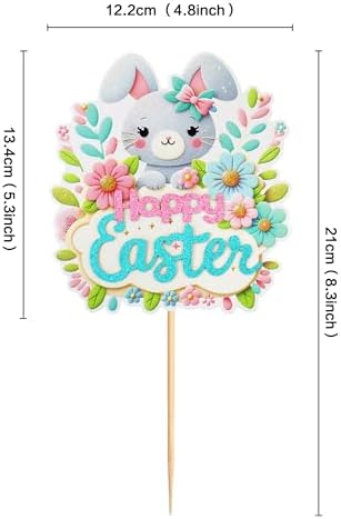1 Pcs Rabbit Cake Topper Easter Cake Topper Bunny Cake Topper Easter Party Cake Topper Decorations (Bunny Style2) (Style 1)