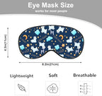 Cute Sheep Sleep Eye Mask Good Night Moon Clouds Stars Silk Eye Mask Sleeping Soft Eye Shade Cover for Men Women Boy Girl Airplane Travel with Elastic Strap