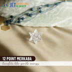 Jet 1 Pcs Clear Quartz Crystal 12-Point Merkabah Star for Healing - Panic Balancing Meditation Tool Use (0.75-1 inch, 8-10 Grams)
