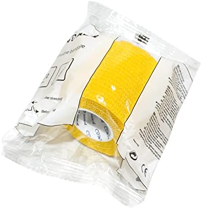 Self Adherent Cohesive Bandage 2"x5 Yards First Aid Bandages Stretch Sport Athletic Wrap Vet Tape for Wrist Ankle Sprain and Swelling,Yellow(12 Rolls)