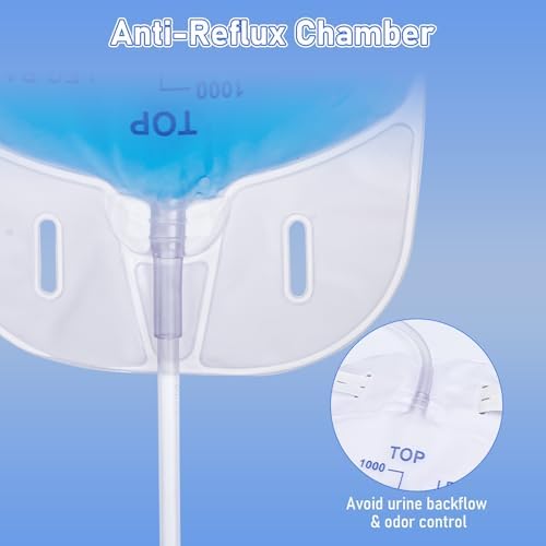10 Pack 1000ml Sterile Leg Urinary Drainage Bags with 2 Adjustable Elastic Straps, Professional Urine Leg Bag with Anti-Reflux Valve for Men and Women