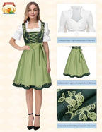 JASAMBAC Women's German Dirndl Dress Costumes 3 Pieces for Oktoberfest Carnival