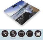 Puerto Rico - Beach Digital Body Weight Scale with Tempered Glass Platform, UV Printing Design, High Precision Bathroom Scale, Slim & Stylish Weighing Scale for Home Bedroom Bathroom