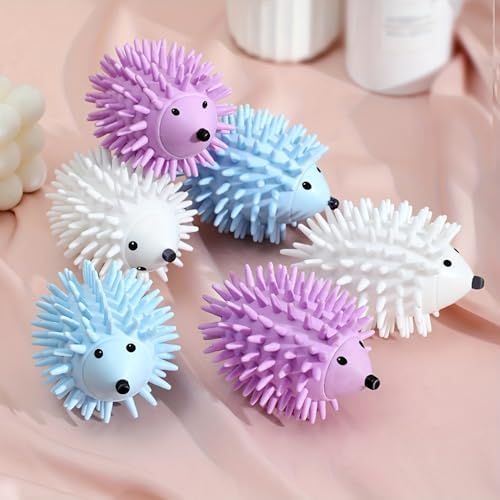 3 Pack Hedgehog Shaped Laundry Balls, Reusable Washing Machine Fabric Softener Balls, Laundry Dryer Balls for Reducing Wrinkles and Static (White+Pink+Blue)
