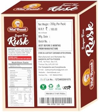 Midbreak No Added Sugar Rusk - 200gm (Pack Of 4) | Handmade & Crispy Toast With | Eggless & Healthy Teatime Snack | Authentic Indian Elaichi Rusks