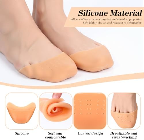 Toe Pads for Pointe Shoes, Silicone Ballet Dance Toe Pads with Breathable Hole Soft Gel Toes Cover Protectors High Heels Toes Caps for Women Girls Dancers