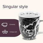 Karma Gifts 14 oz Black and White Boho Mug Mermaid - Cute Coffee and Tea Mug - Ceramic Coffee Mugs for Women and Men