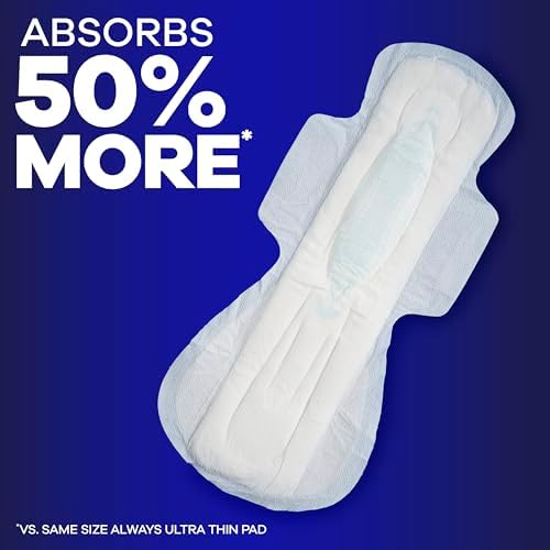 Always Maxi Overnight Pads with Wings for Women, Size 5, Extra Heavy Overnight Absorbency, Unscented, 36 Count