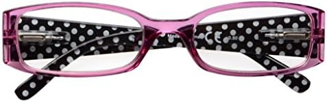 Eyekepper 5-Pack Spring Hinges Polka Dots Patterned Temples Reading Glasses Readers Women Purple +1.75