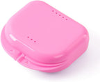 JMU Retainer Case, Orthodontic Retainer Case with Vent Holes, Mouth Guard Dental Storage Container, Pink