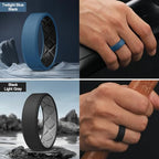 Egnaro Men's Silicone Rings, 7.5mm Wide 2.5mm Thick Rubber Bands For Him, Ergonomic Beveled Edge Two Tone Waterproof Workout Accessories