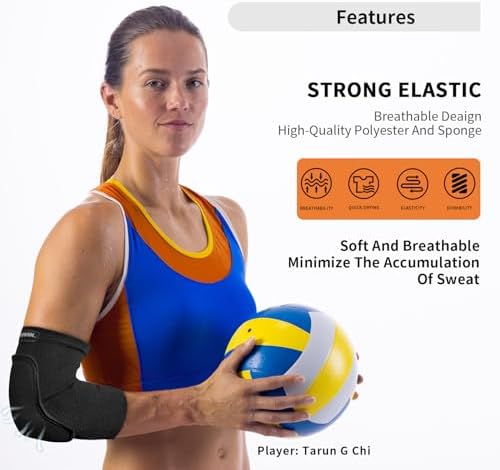 Volleyball Elbow Pads Youth 2XS-XL - Kids Teens Elbow Protector with Thicken Sponge Breathable Padding