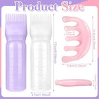 2 Pack Hair Oil Applicator Bottle for Scalp with Massage Comb,6 OZ Hair Oil Bottle with Root Comb for Scalp, Shampoo Scrubber Applicator,Hair Dye Tools(Purple, white)