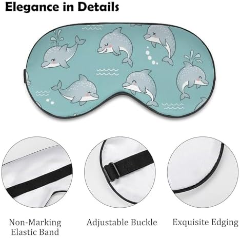 Funny Cute Dolphin Eye Masks for Sleep Adjustable Sleep Mask Soft Blackout Sleeping Eye Mask for Men Women Full Night's Sleep