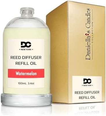 Daniella's Candles Watermelon Reed Diffuser Refill Oil, 3.4oz/100ml, Premium Fragrance Oil, Home Fragrance, Oil for Reed Diffusers, Long Lasting