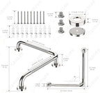 L-Shaped Angled Grab Bar 16x16 Inch Chrome Anti-slip Knurled Shower Handle Wall Mount, Stainless Steel Shower Bars Safety for Seniors Injured Balance Support, Handicap Grab Bars for Bathtubs & Showers
