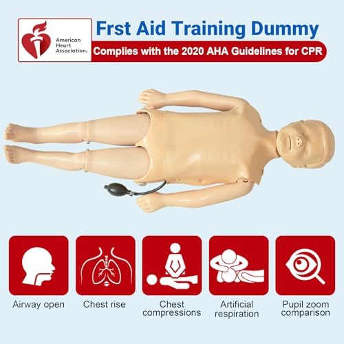 Children 37.4" CPR Manikins Training Kit, Full-Body CPR Mannequin for First Aid Training with Full Instruction Kit for Classroom, Nursing Practice, and Healthcare Research Centers