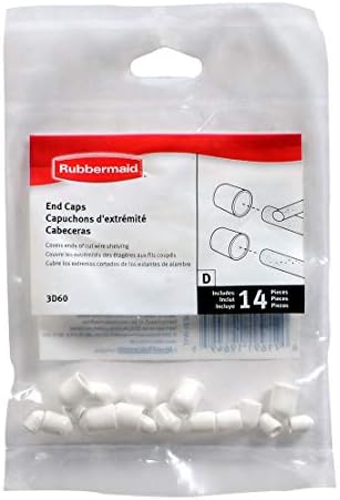 Rubbermaid 3d60-lw-wht Plastic Caps End, White, 12/Pack