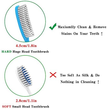 DR PERFECT Extra Hard & Firm Toothbrush Large Long Head Whitening Teeth Pack of 4