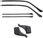 Maya Star 2 Pairs Lengthened TR Material Eyeglasses Replacement Temples + Eyeglass Ear Hooks, Anti-Slip Silicone Eyeglass End Tips Ear 119x6.3mm