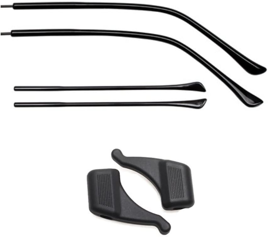 Maya Star 2 Pairs Lengthened TR Material Eyeglasses Replacement Temples + Eyeglass Ear Hooks, Anti-Slip Silicone Eyeglass End Tips Ear 119x6.3mm