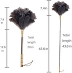 Aldwin Ostrich Feather Duster with Extension Pole Up to 43 inch, Genuine Fluffy Natural Reusable Handheld Feather Dusters for Cleaning Supplies, Washable, Car, Office, Desk, Blinds