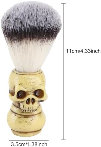 ZJchao Shaving Brushes, Skull Shaped Handle, Rich and Fast Lather Men Shaving Brush, Barber Grooming, Shave Brush for Wet Shave, Use with Safety Razor, Dad Boyfriend Bearded Man Gifts