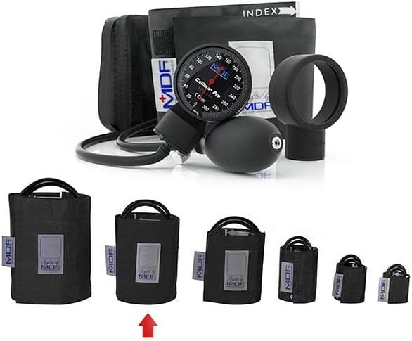MDF Instruments Extra Large Gauge Calibra Pro Aneroid Sphygmomanometer + MDF Latex-Free Large Adult Replacement Blood Pressure Monitor Cuff D-Ring - Double Tube