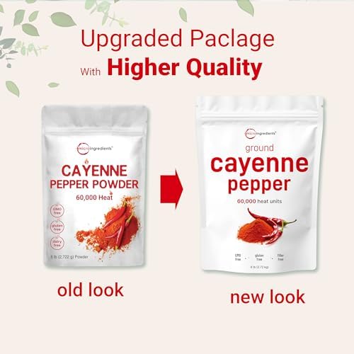 Ground Cayenne Pepper Powder, 6lbs (60,000 SHU Heat) | Premium Source for Spice & Seasoning | Garden Protection from Wildlife | Additive Free, Non-GMO, Bulk Supply