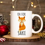 Fatbaby Oh for Sake Coffee Mug, Funny Fox Coffee Mug Gift, Fathers and Mothers Day Birthday Gifts Fun Cup White 11 OZ
