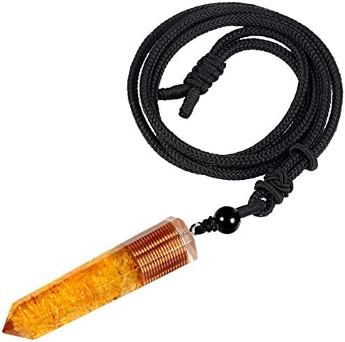 TUMBEELLUWA Healing Orgone Crystal Point Necklace for Unisex Hexagonal Quartz Chip Stones Pendant Single Point Crystal Wand Amulet for Meditation and Yoga