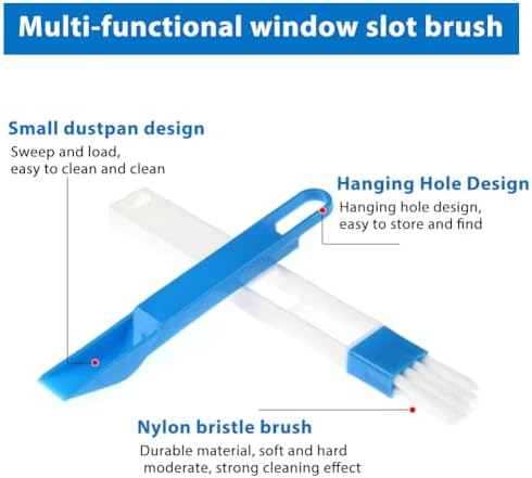 2 - in - 1 Cleaning Essential: Dustpan and Brush Set for Thorough Cleaning of Blind Recesses, Door/Window Tracks, and Kitchen Recesses（Blue）
