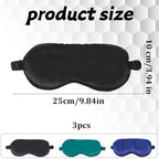 3 Pcs Silk Sleep Mask, Smooth Soft Satin Eye Covers, Sleeping Eye Mask, Elastic Blackout Sleep Mask & Blindfold for Full Night's Sleep,Travel and Nap (Dark Green)