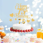 75th Birthday Cake Decorations, 75th Birthday Candles Cake Numeral Candles and Glitter Happy 75th Birthday Cake Toppers Set for Birthday Party Supplies (Gold)